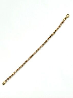 14k Tri Color Gold, 3MM Diamond Cut Rope Bracelet